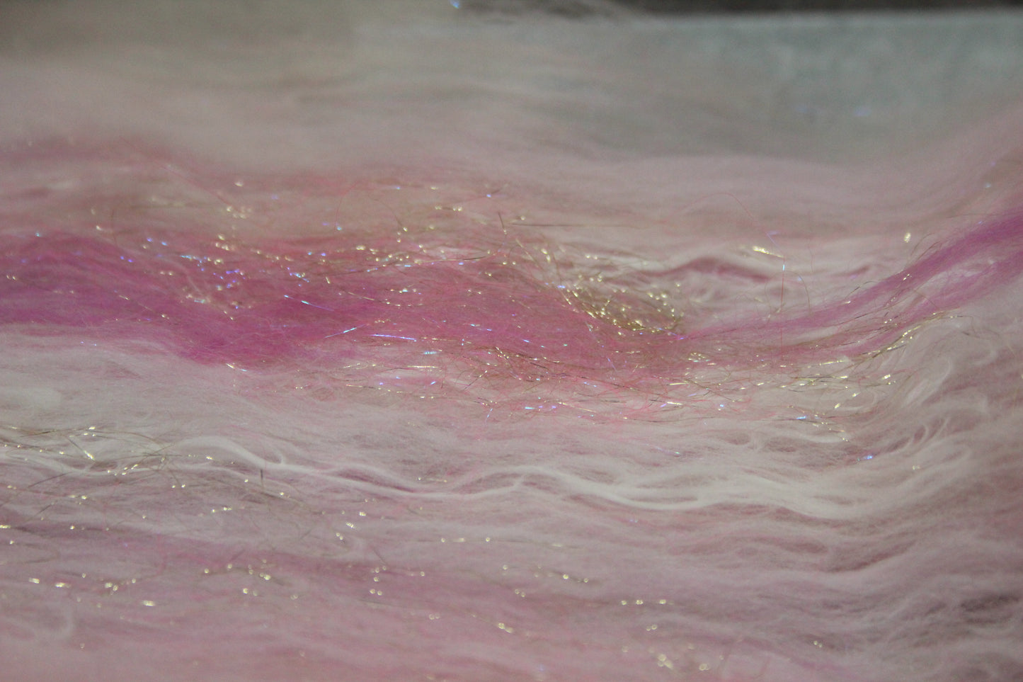 Merino Art Batt  - Pink White - 52 grams 1.8 oz - Wool for felting, spinning and weaving