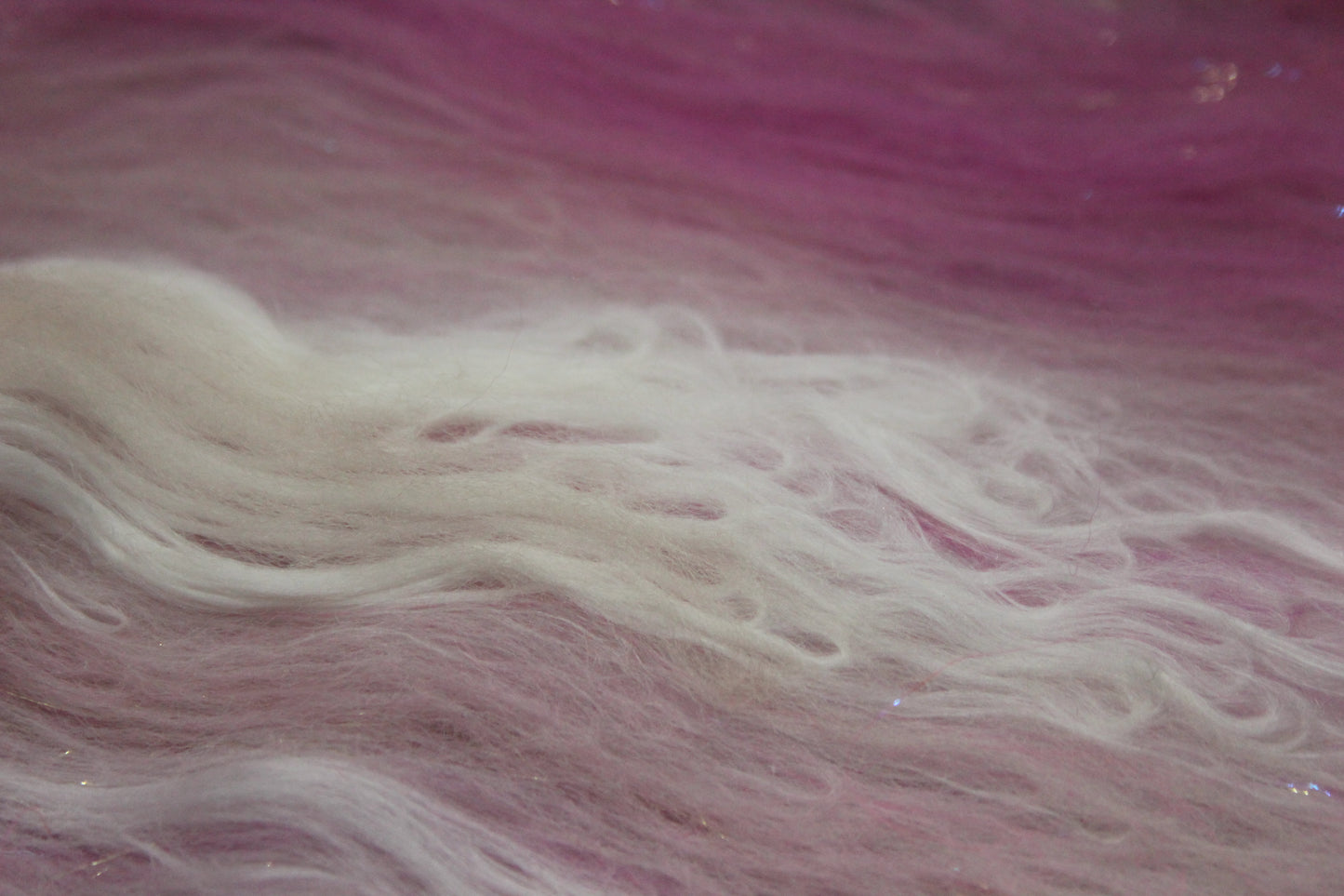 Merino Art Batt  - Pink White - 52 grams 1.8 oz - Wool for felting, spinning and weaving