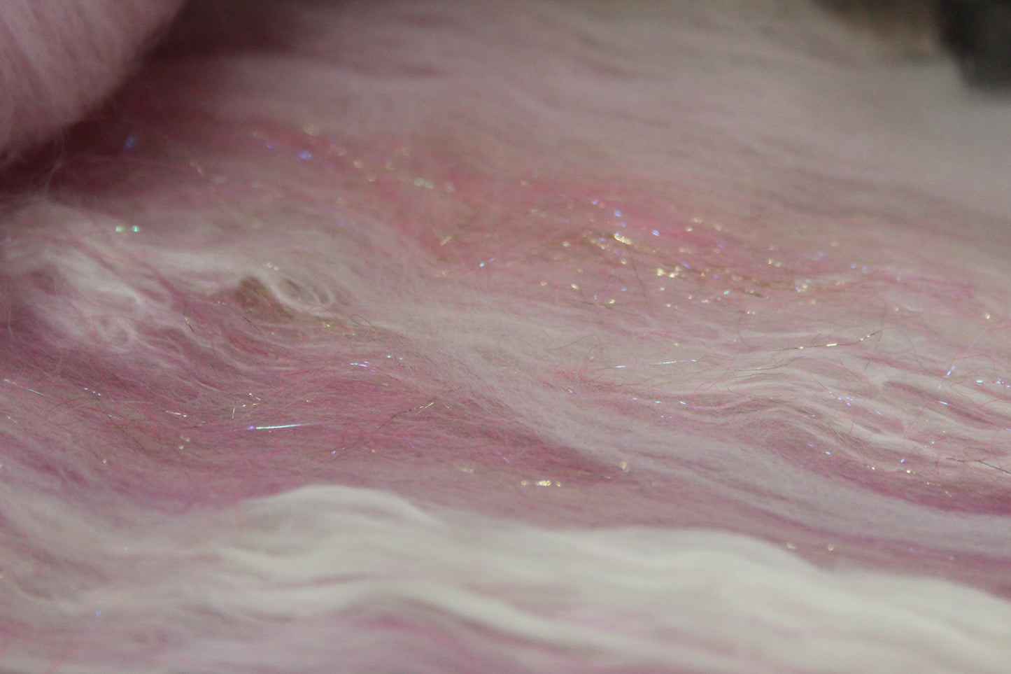 Merino Art Batt  - Pink White - 52 grams 1.8 oz - Wool for felting, spinning and weaving