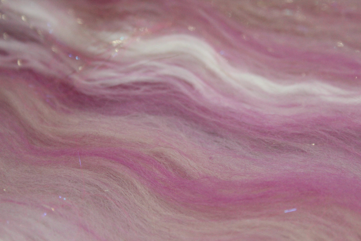 Merino Art Batt  - Pink White - 52 grams 1.8 oz - Wool for felting, spinning and weaving