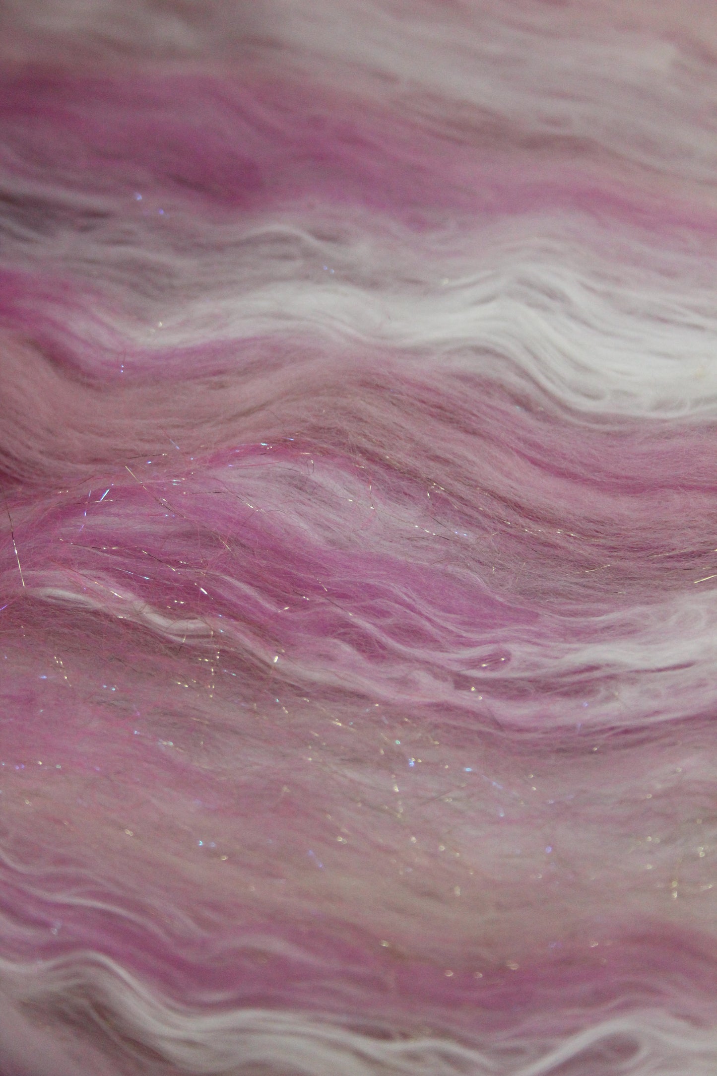 Merino Art Batt  - Pink White - 52 grams 1.8 oz - Wool for felting, spinning and weaving