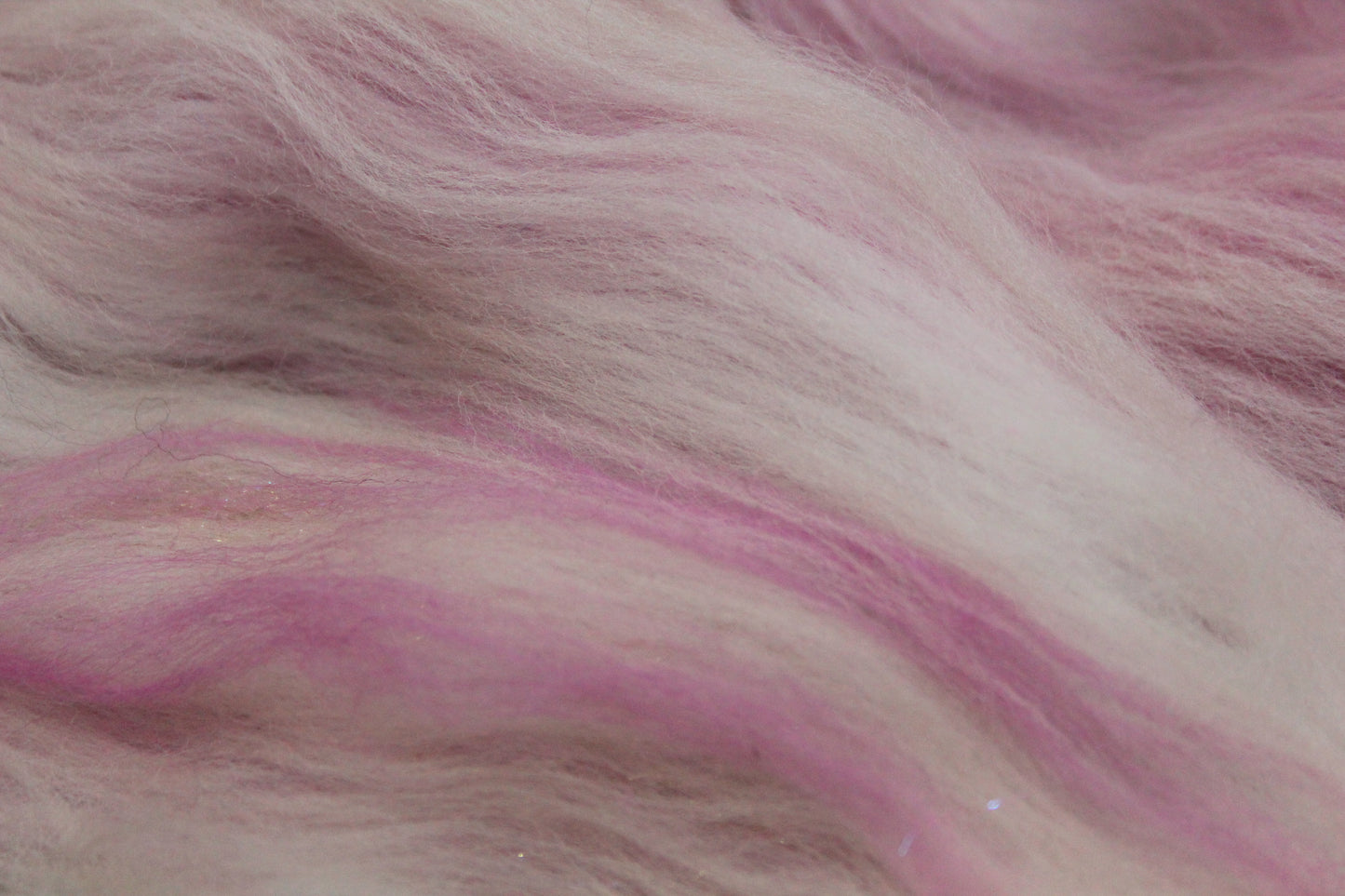Merino Art Batt  - Pink White - 52 grams 1.8 oz - Wool for felting, spinning and weaving