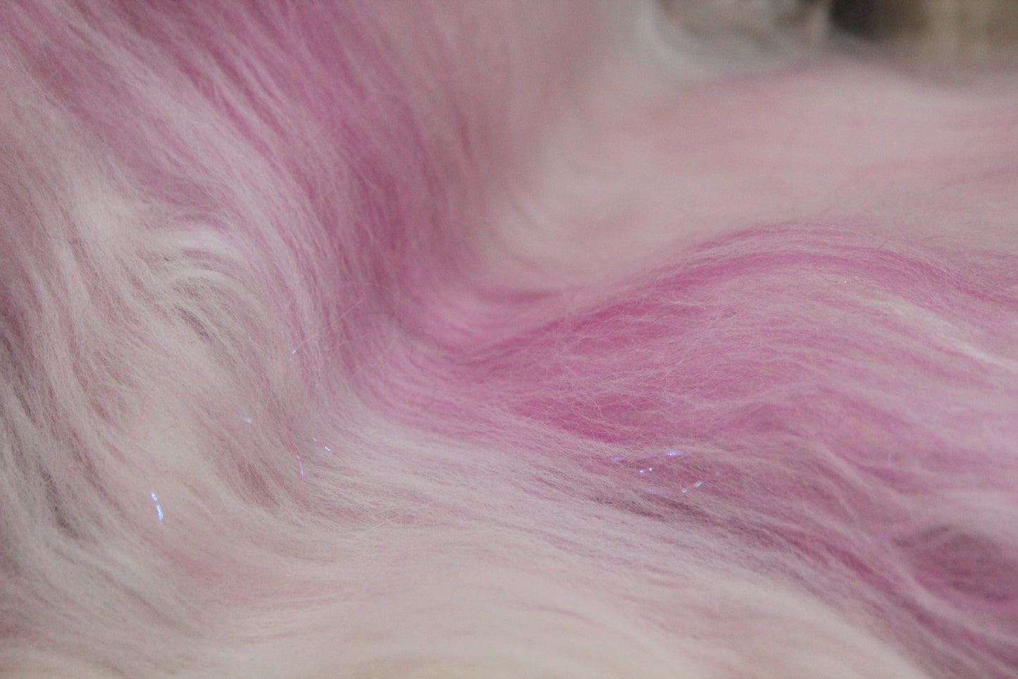 Merino Art Batt  - Pink White - 52 grams 1.8 oz - Wool for felting, spinning and weaving