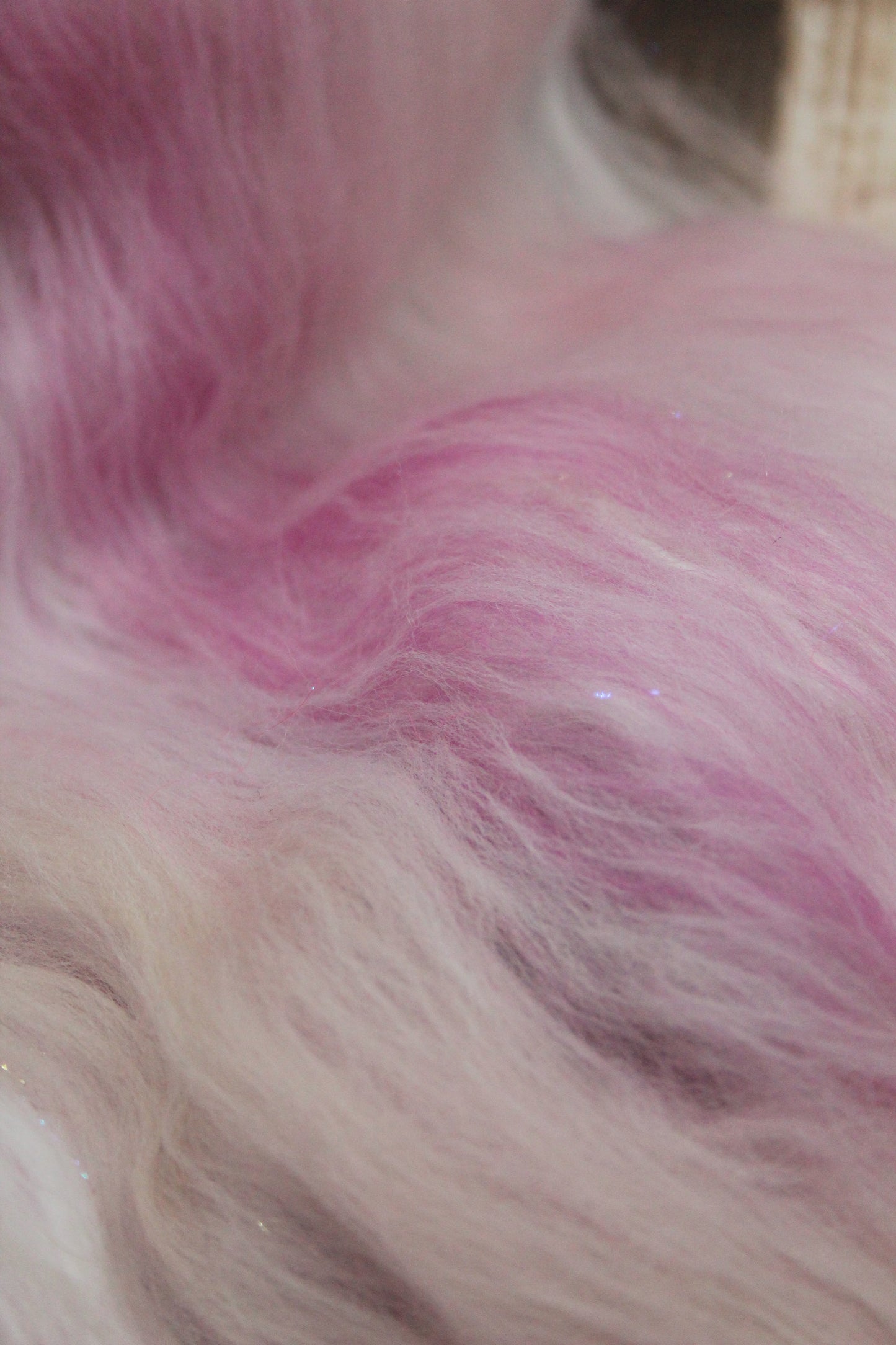 Merino Art Batt  - Pink White - 52 grams 1.8 oz - Wool for felting, spinning and weaving