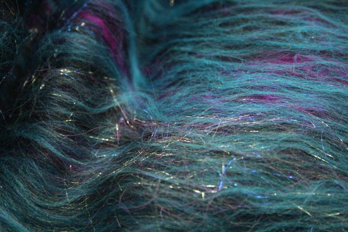 Merino Art Batt  - Pink Black Blue - 53 grams 1.8 oz - Wool for felting, spinning and weaving