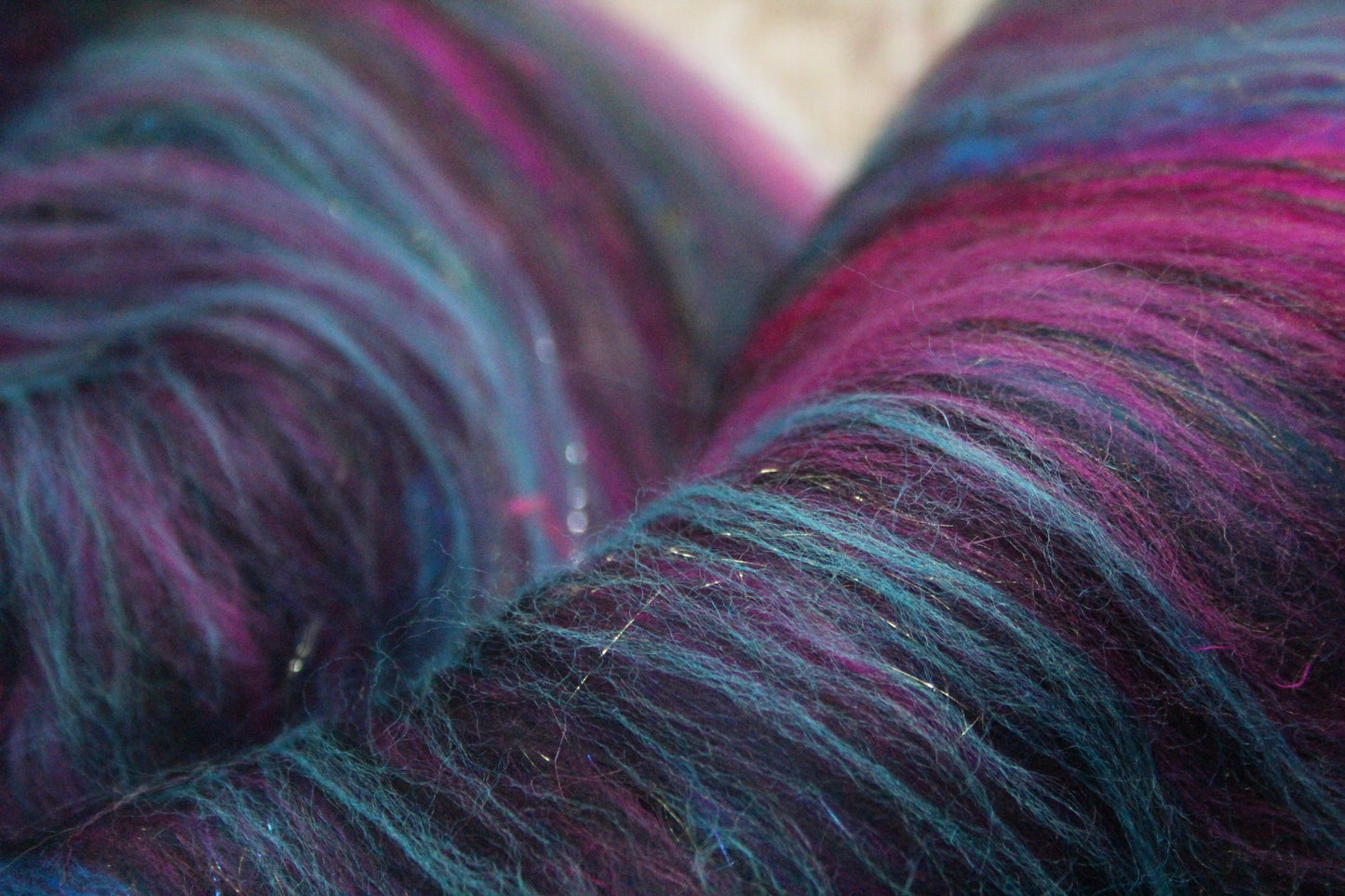 Merino Art Batt  - Pink Black Blue - 53 grams 1.8 oz - Wool for felting, spinning and weaving