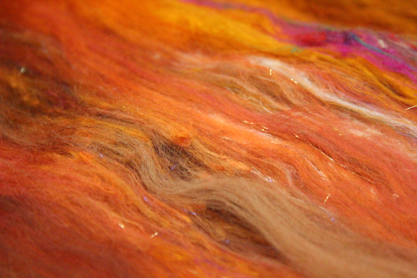 Merino Art Batt  - Orange Brown -  72 grams 2.5 oz - Wool for felting, spinning and weaving