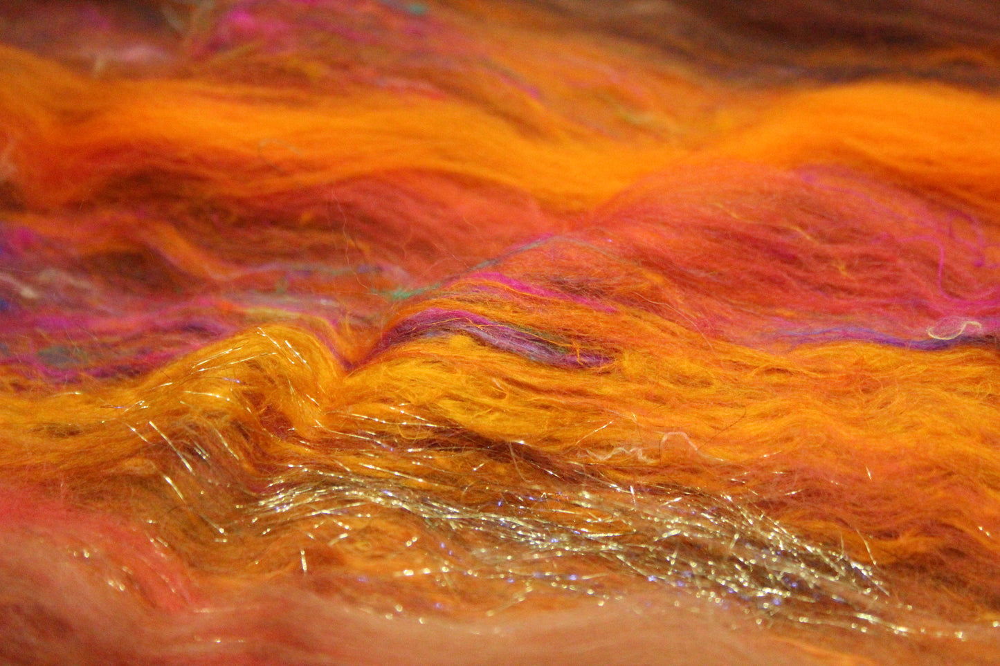 Merino Art Batt  - Orange Brown -  72 grams 2.5 oz - Wool for felting, spinning and weaving