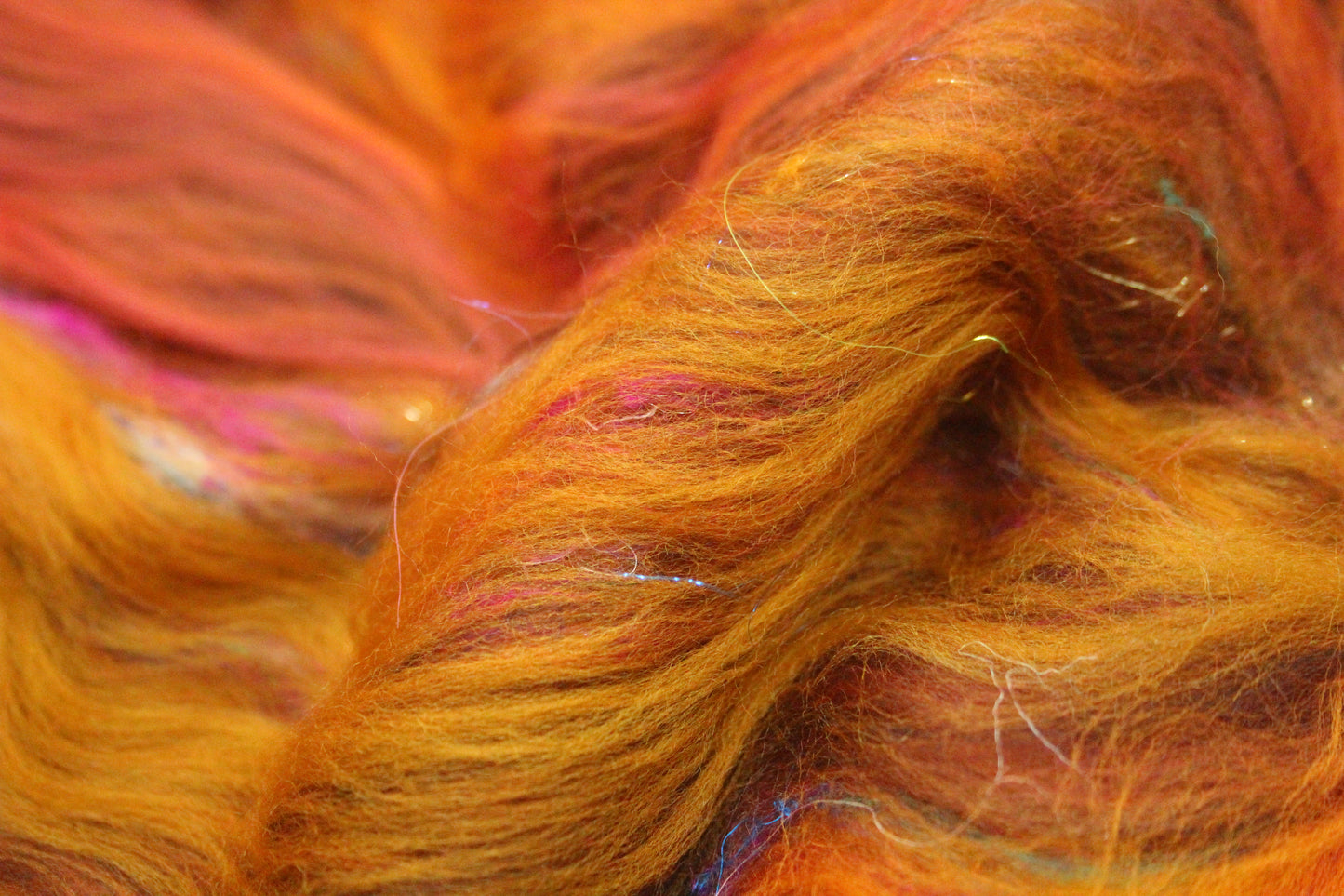 Merino Art Batt  - Orange Brown -  72 grams 2.5 oz - Wool for felting, spinning and weaving