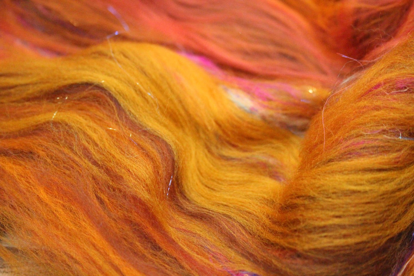 Merino Art Batt  - Orange Brown -  72 grams 2.5 oz - Wool for felting, spinning and weaving