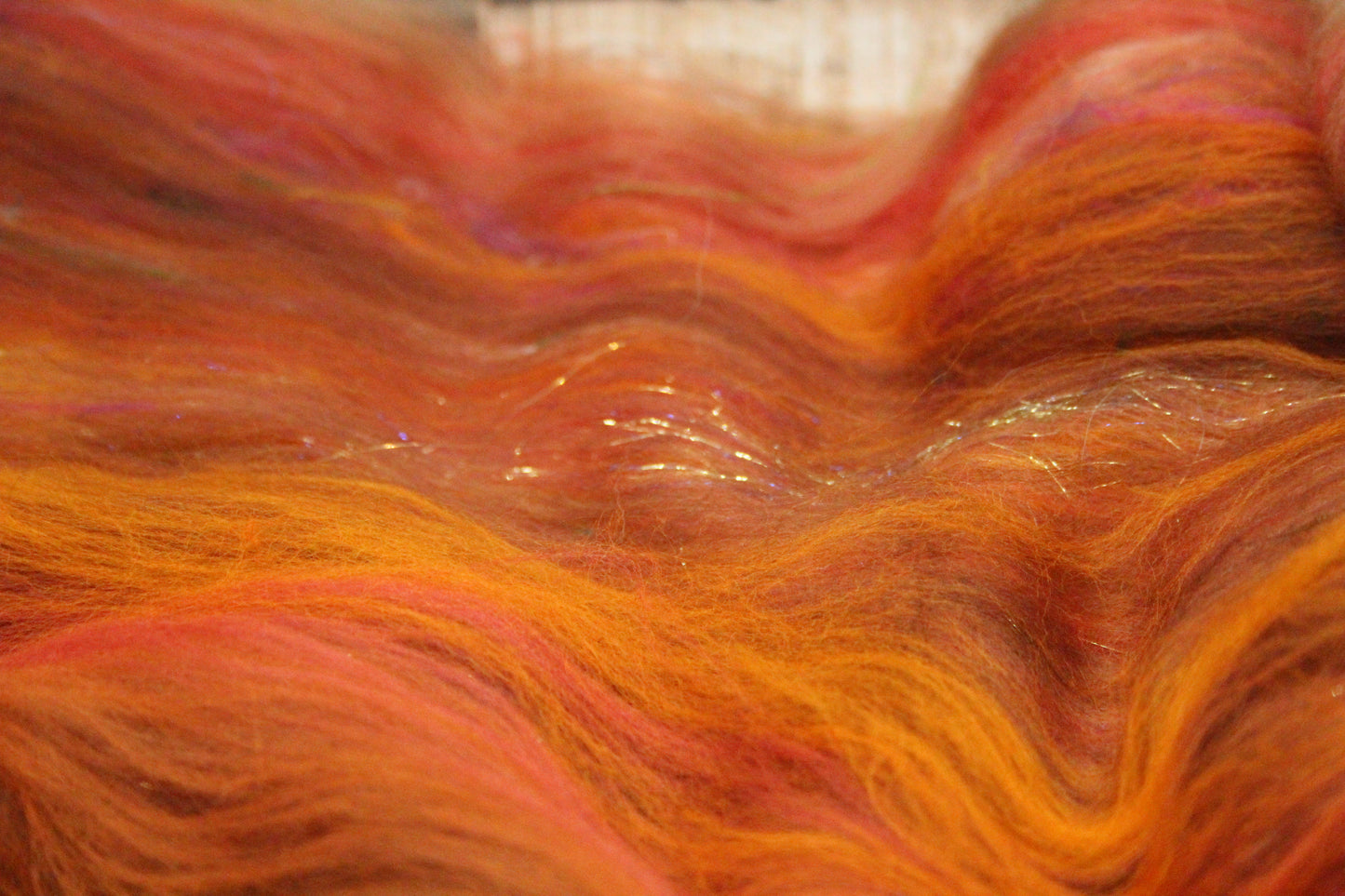 Merino Art Batt  - Orange Brown -  72 grams 2.5 oz - Wool for felting, spinning and weaving