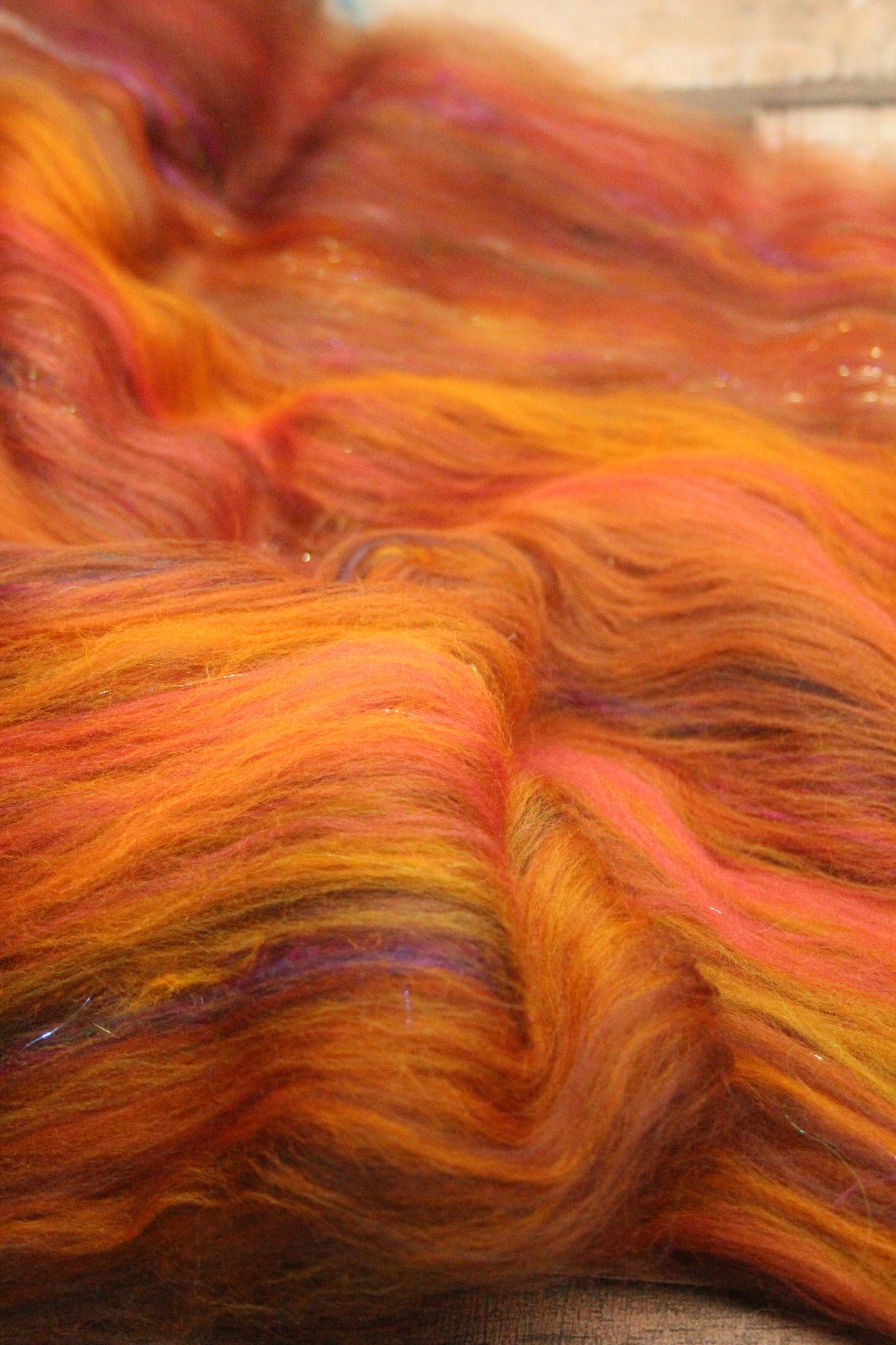 Merino Art Batt  - Orange Brown -  72 grams 2.5 oz - Wool for felting, spinning and weaving