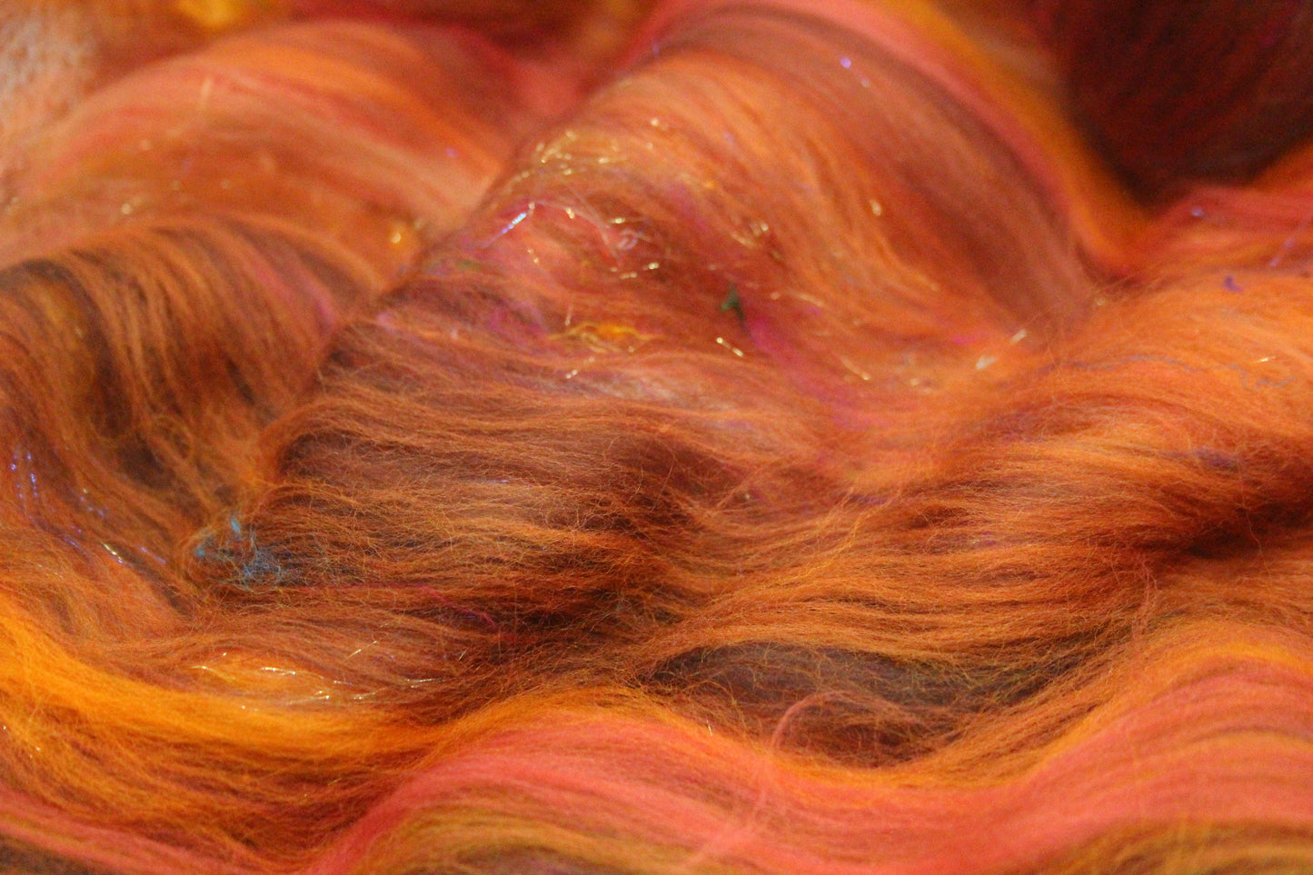 Merino Art Batt  - Orange Brown -  72 grams 2.5 oz - Wool for felting, spinning and weaving
