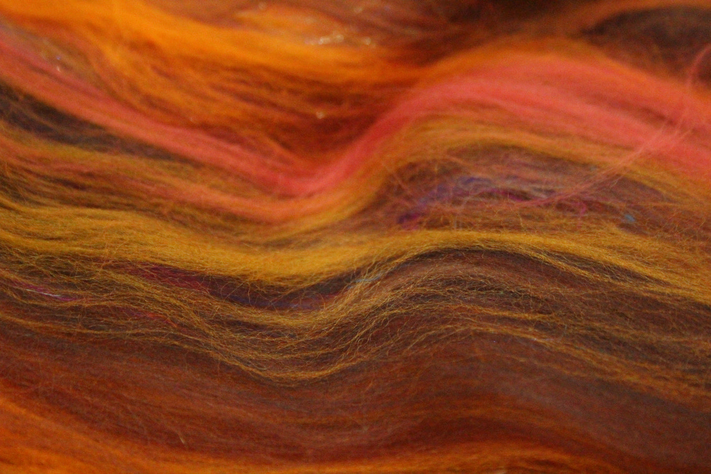 Merino Art Batt  - Orange Brown -  72 grams 2.5 oz - Wool for felting, spinning and weaving