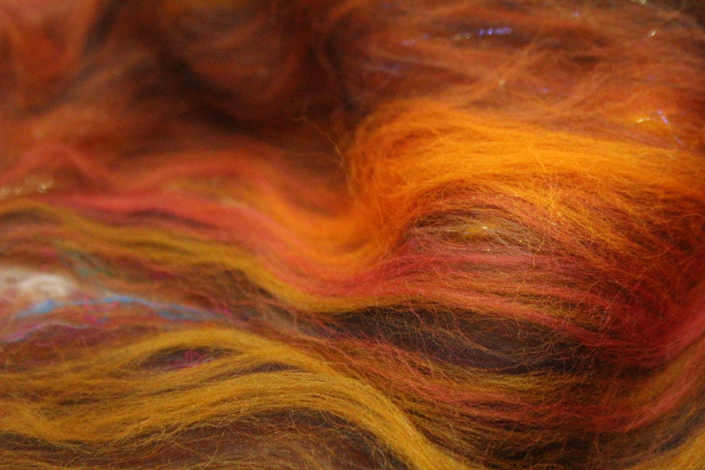 Merino Art Batt  - Orange Brown -  72 grams 2.5 oz - Wool for felting, spinning and weaving