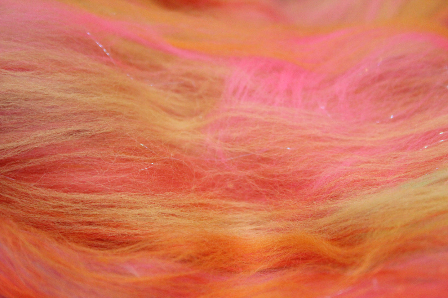 Merino Art Batt  - Orange Pink Yellow Green -  51 grams 1.7 oz - Wool for felting, spinning and weaving