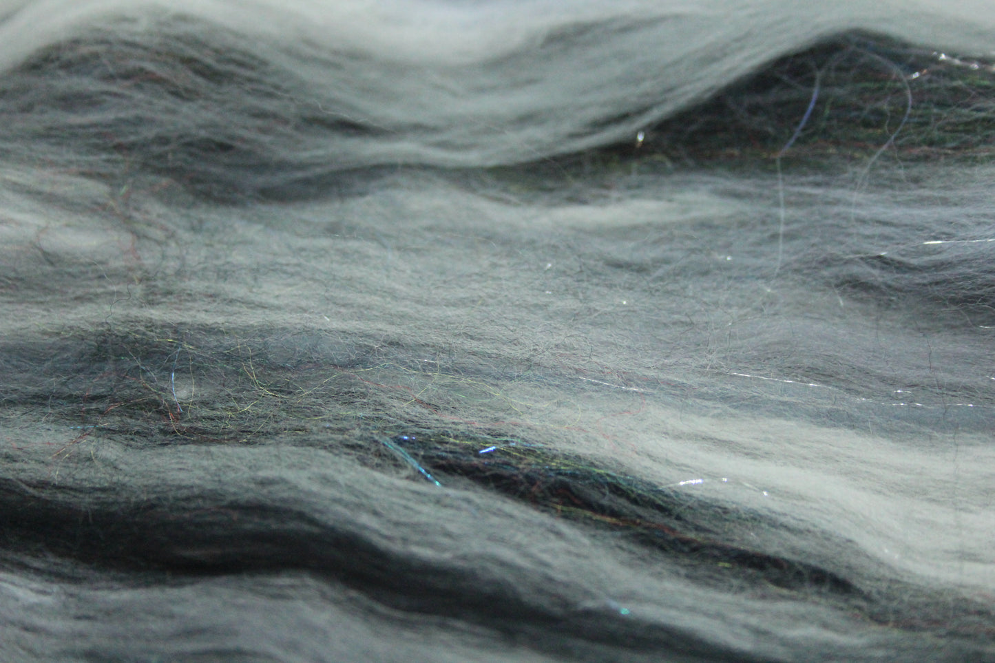 Merino Art Batt  - Black Grey White  -  92 grams 3.2 oz - Wool for felting, spinning and weaving