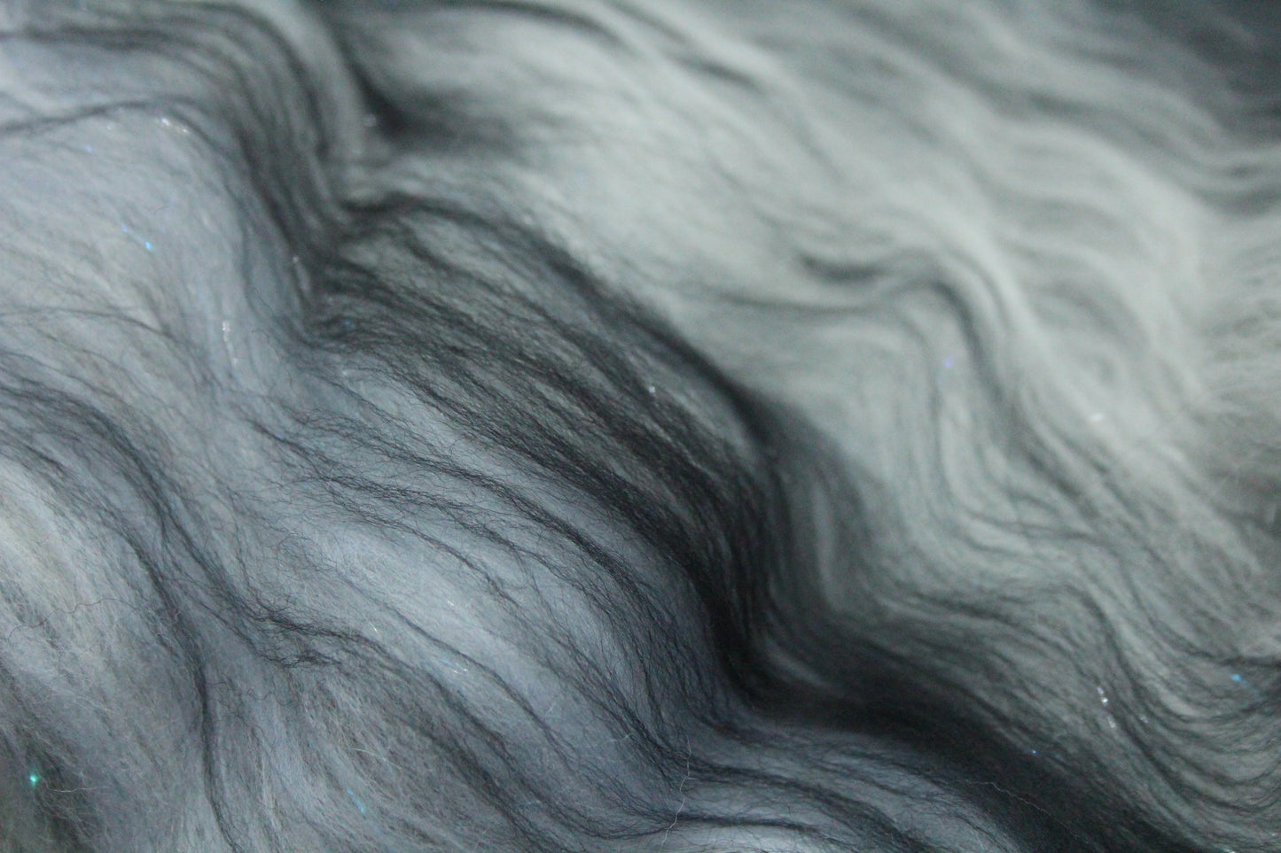 Merino Art Batt  - Black Grey White  -  92 grams 3.2 oz - Wool for felting, spinning and weaving