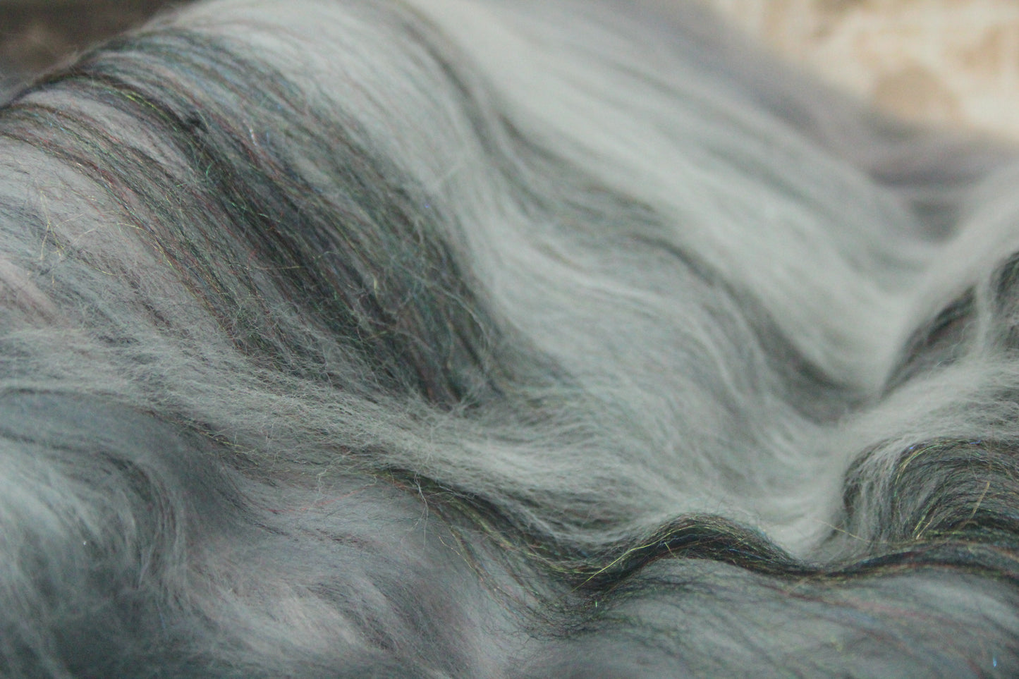 Merino Art Batt  - Black Grey White  -  92 grams 3.2 oz - Wool for felting, spinning and weaving