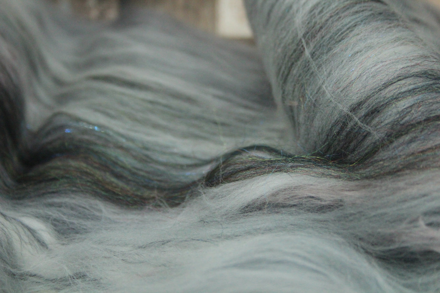 Merino Art Batt  - Black Grey White  -  92 grams 3.2 oz - Wool for felting, spinning and weaving