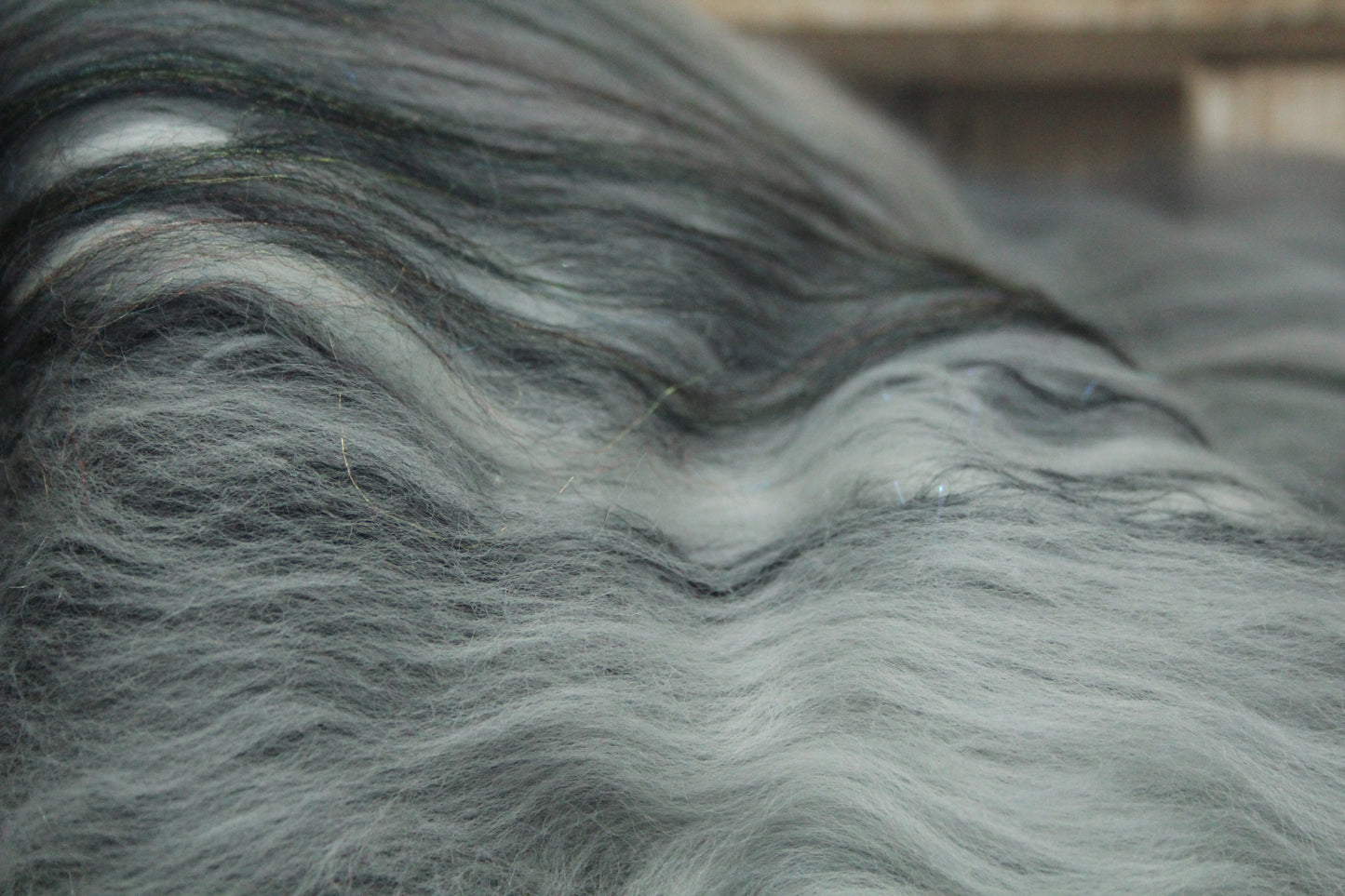 Merino Art Batt  - Black Grey White  -  92 grams 3.2 oz - Wool for felting, spinning and weaving
