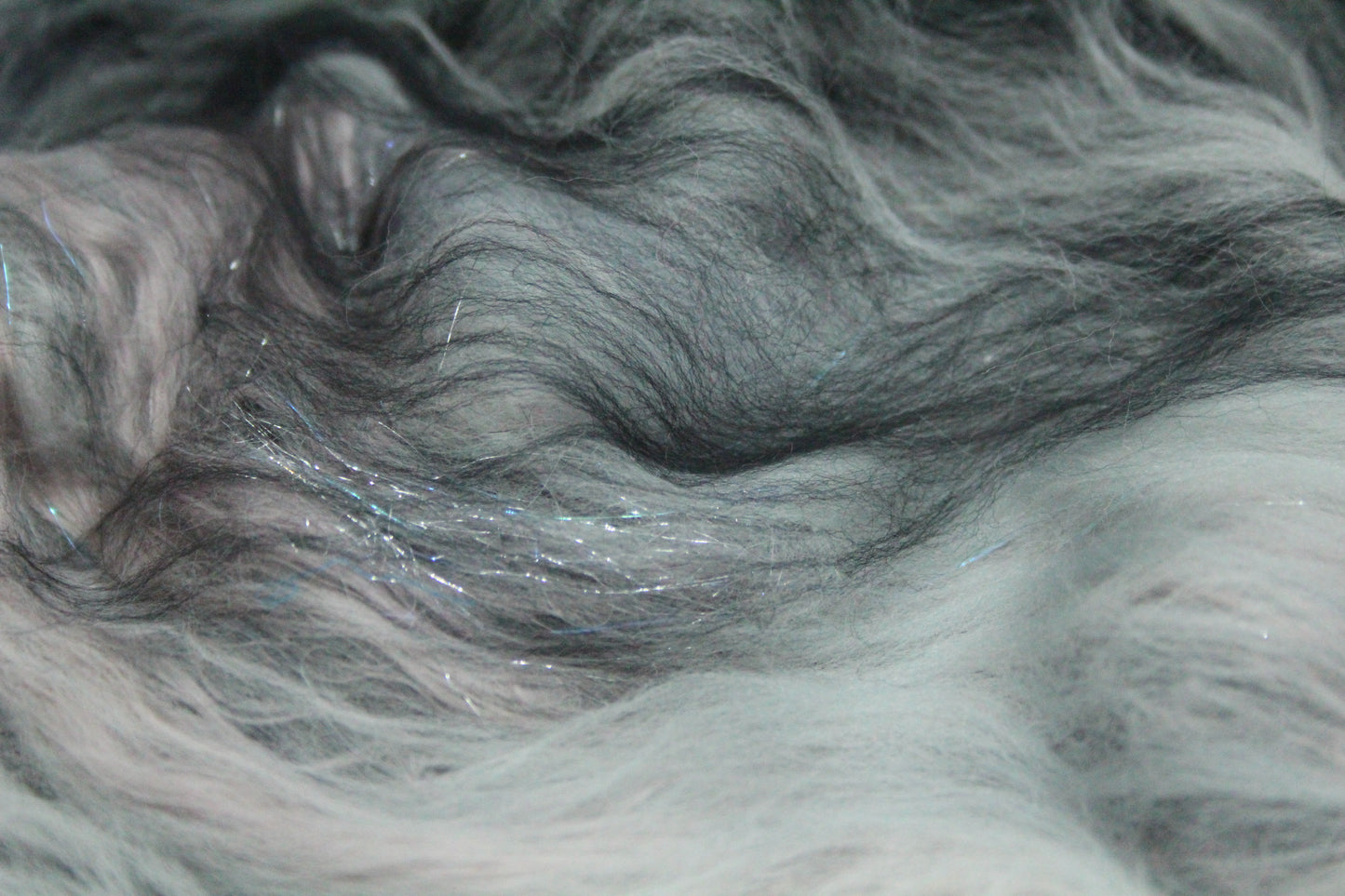 Merino Art Batt  - Black Grey White  -  92 grams 3.2 oz - Wool for felting, spinning and weaving