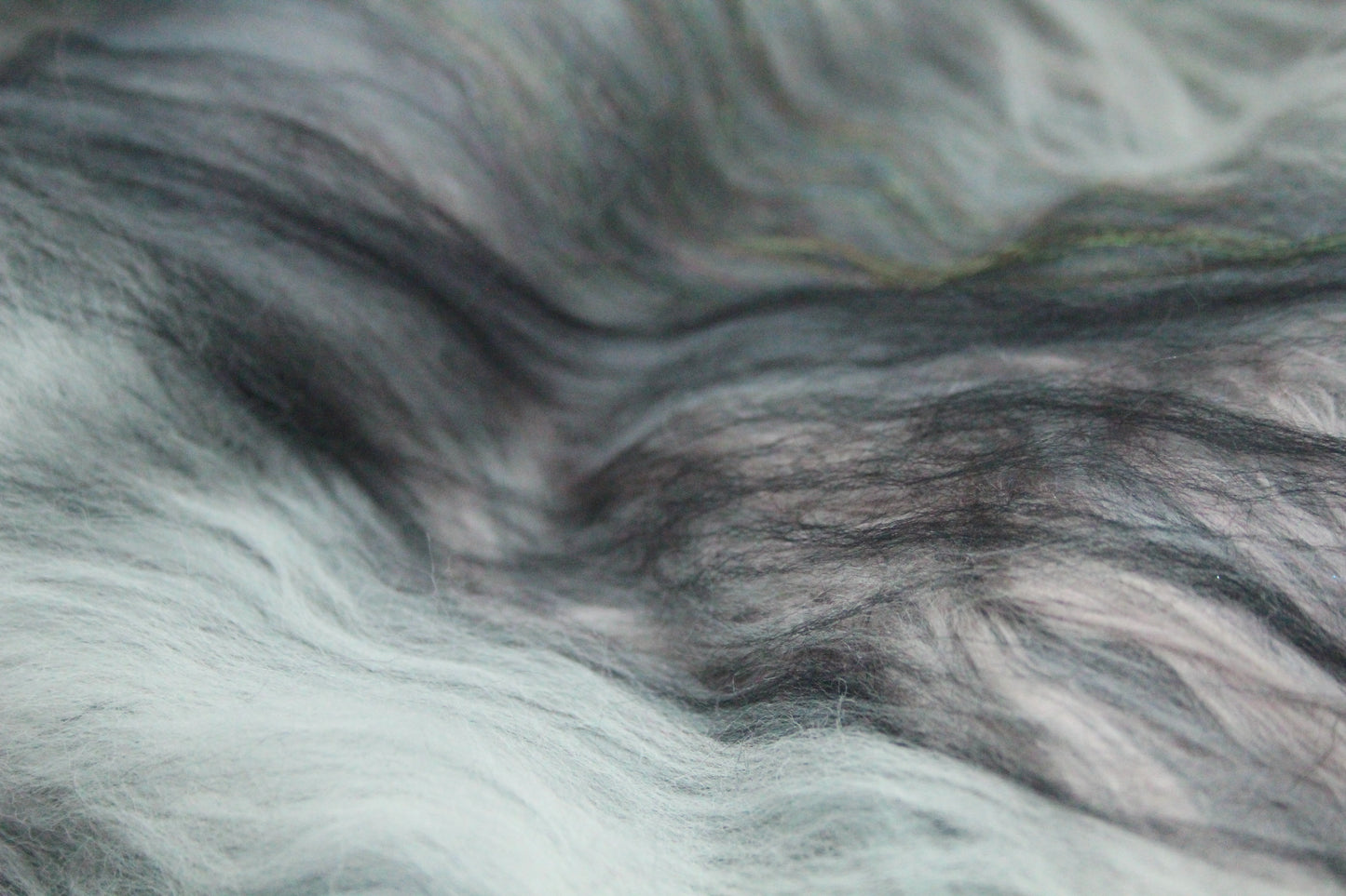 Merino Art Batt  - Black Grey White  -  92 grams 3.2 oz - Wool for felting, spinning and weaving