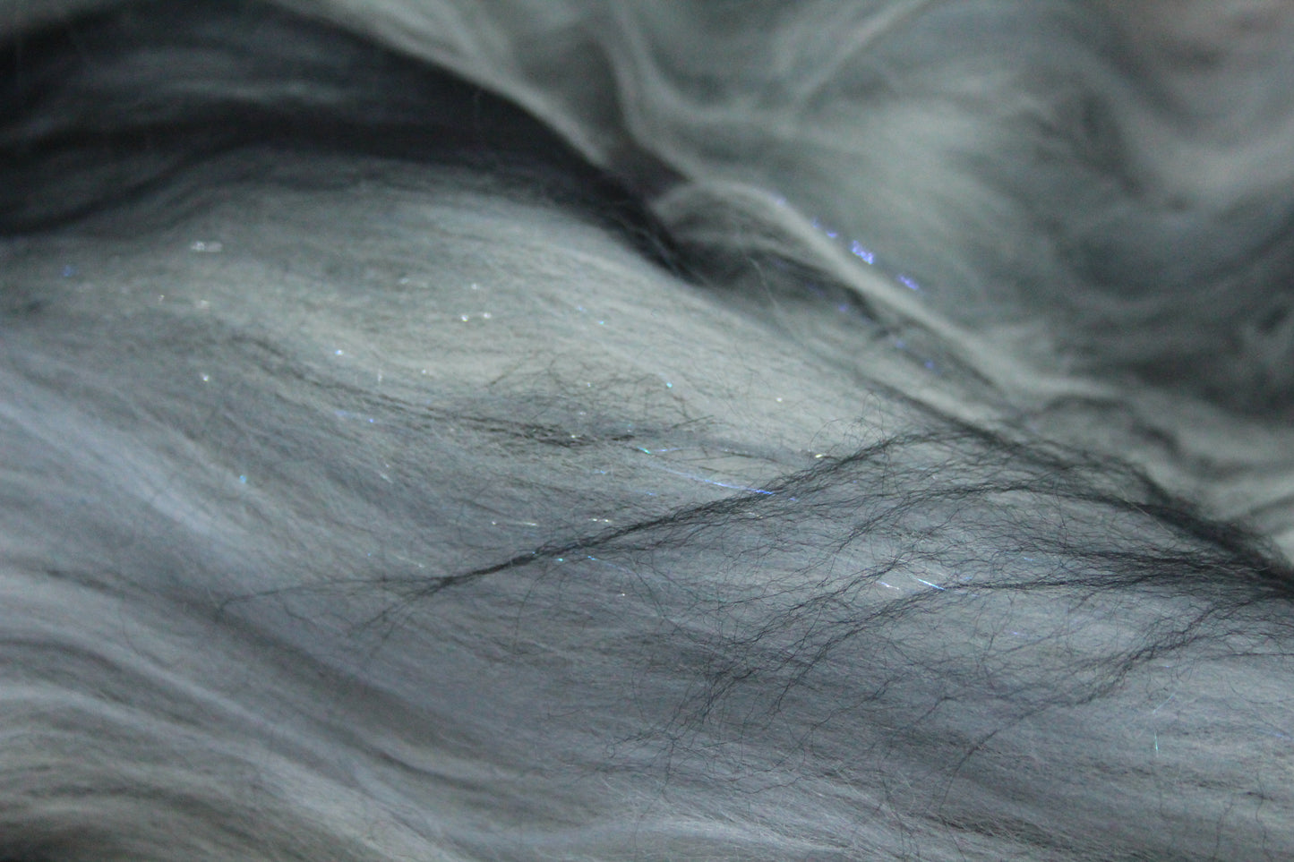 Merino Art Batt  - Black Grey White  -  92 grams 3.2 oz - Wool for felting, spinning and weaving