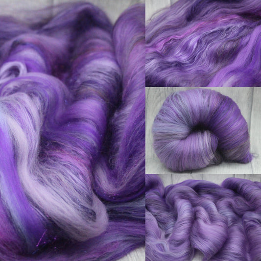 Merino Art Batt  - Purple -  57 grams 2 oz - Wool for felting, spinning and weaving