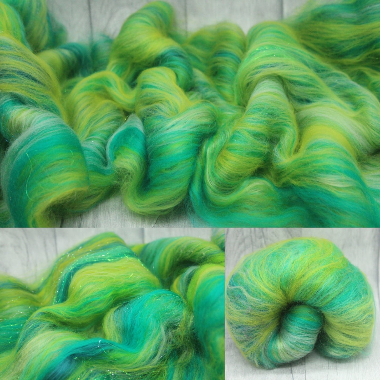 Merino Art Batt  - Green - 42 grams 1.4 oz - Wool for felting, spinning and weaving