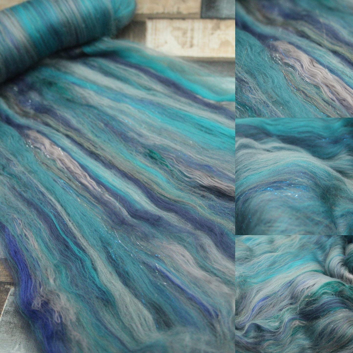 Merino Art Batt  - Grey Blue  - 80 grams 2.8 oz - Wool for felting, spinning and weaving