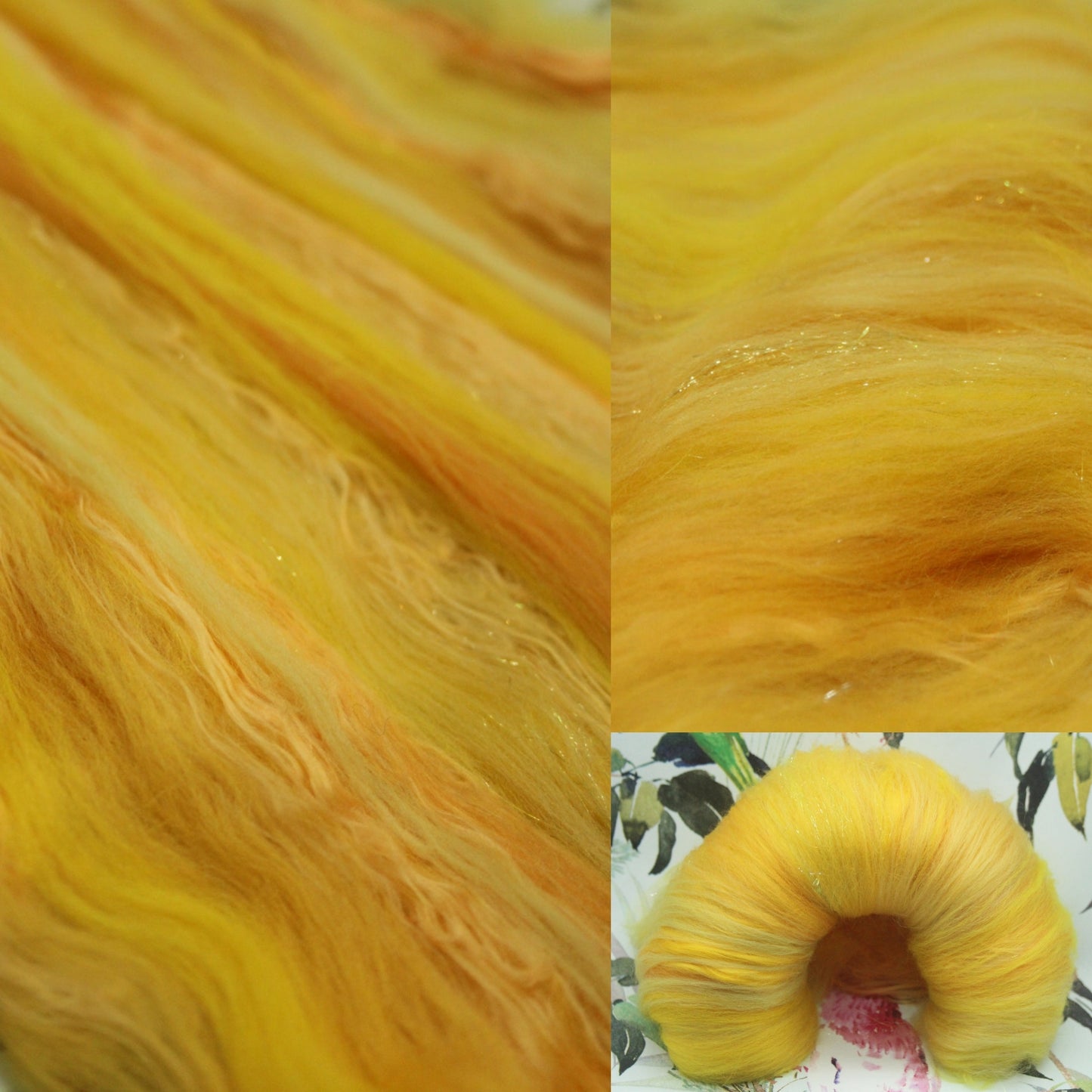 Merino Art Batt  -  Yellow - 59 grams 2 oz - Wool for felting, spinning and weaving