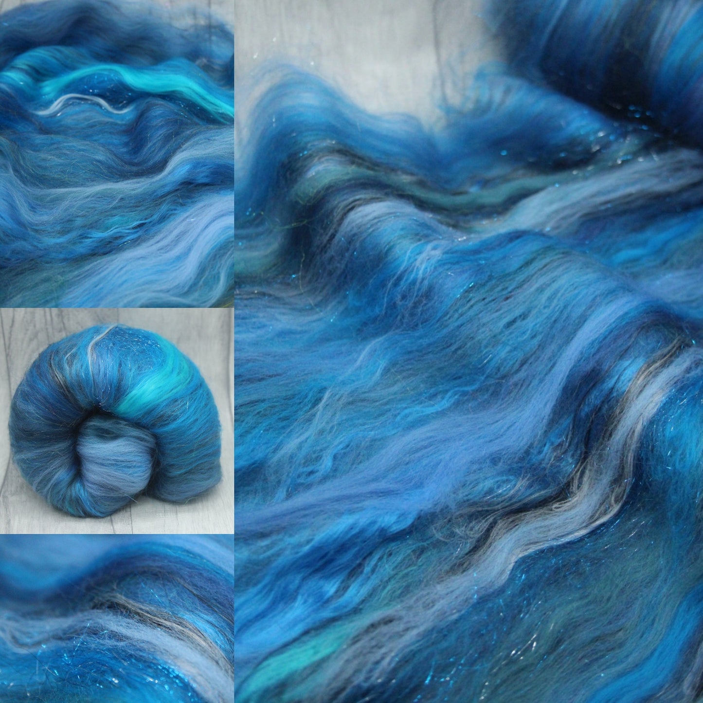 Merino Art Batt  - Blue - 42 grams 1.4 oz - Wool for felting, spinning and weaving
