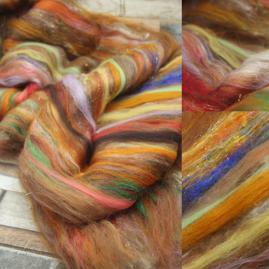 Merino Art Batt  - Brown - 54 grams 1.8 oz - Wool for felting, spinning and weaving