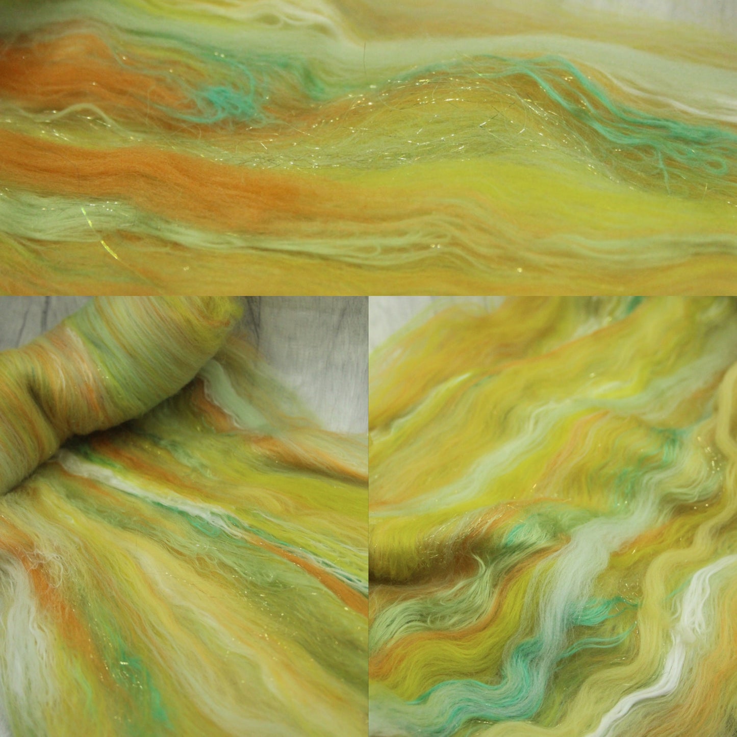 Merino Art Batt  - Green Yellow  -  41 grams 1.4 oz - Wool for felting, spinning and weaving