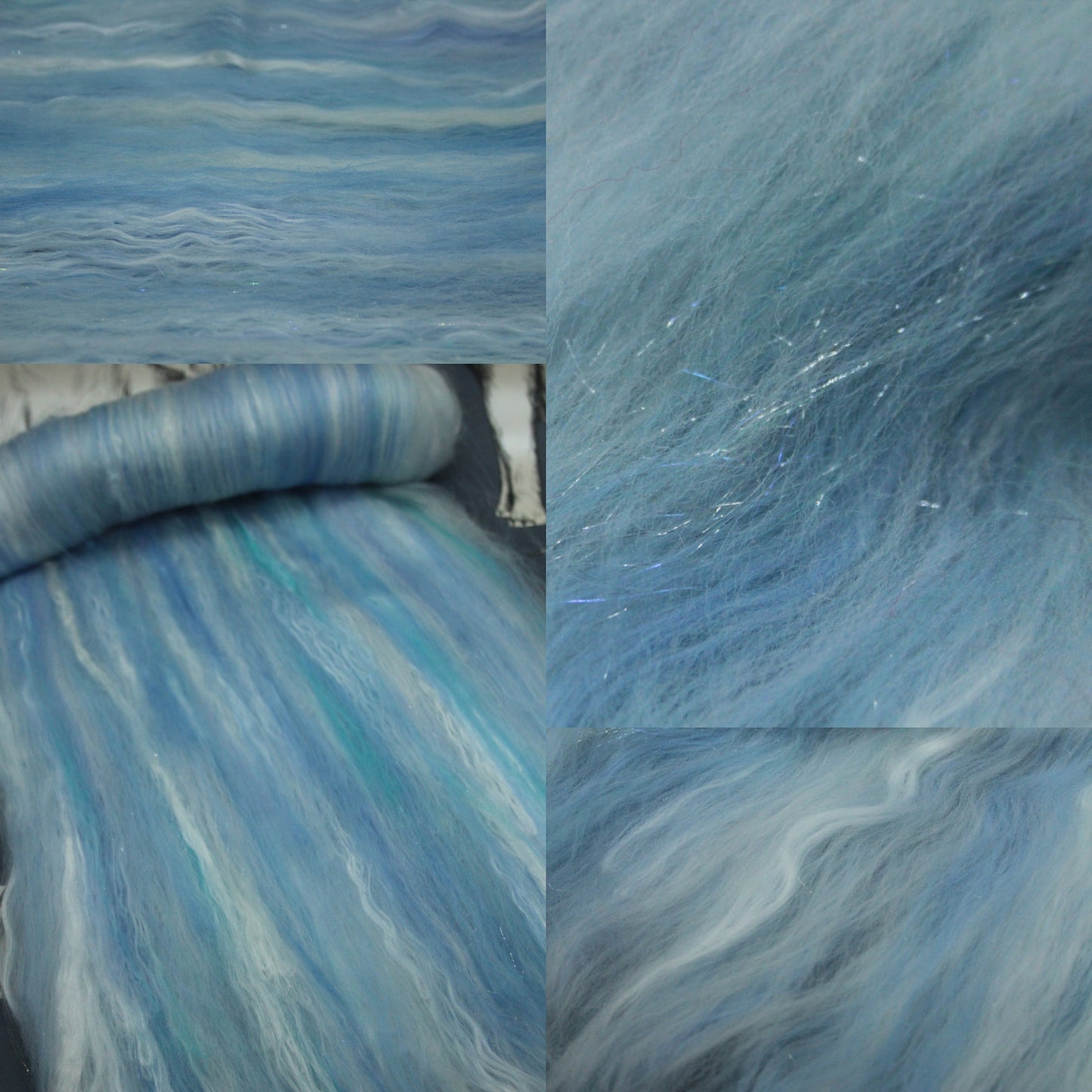 Merino Art Batt  - White Blue Purple Aqua - 65 grams 2.2 oz - Wool for felting, spinning and weaving