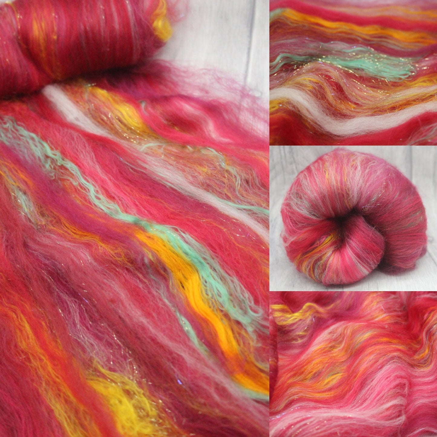 Merino Art Batt  - Red - 35 grams 1.2 oz - Wool for felting, spinning and weaving