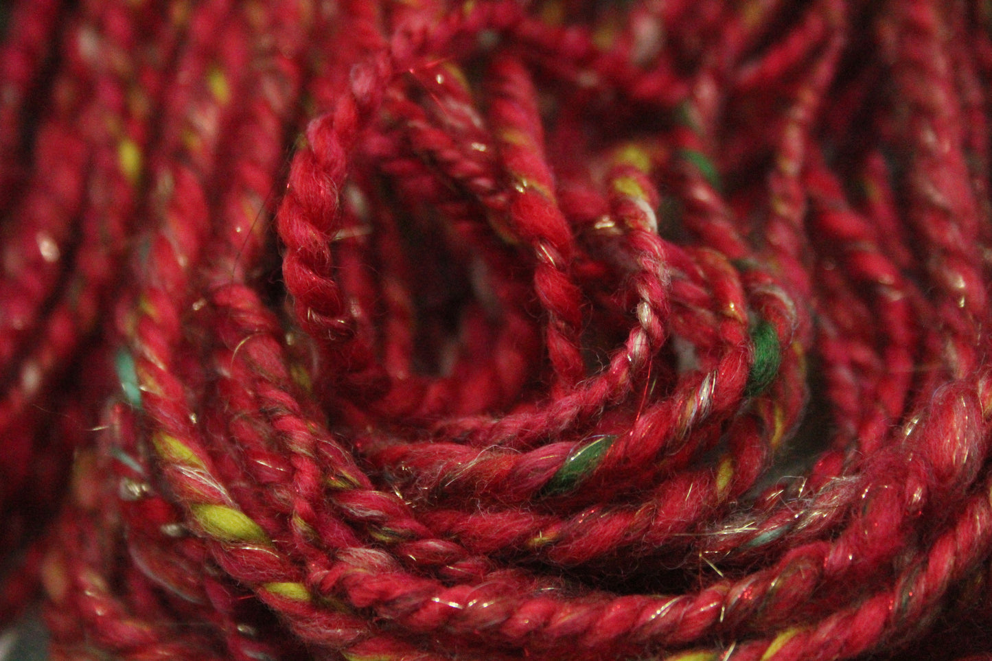 Handspun Yarn - Red Green Gold - Christmas - 32mtrs/36yards 35g/1.2oz - Yarn for crocheting. knitting, weaving...