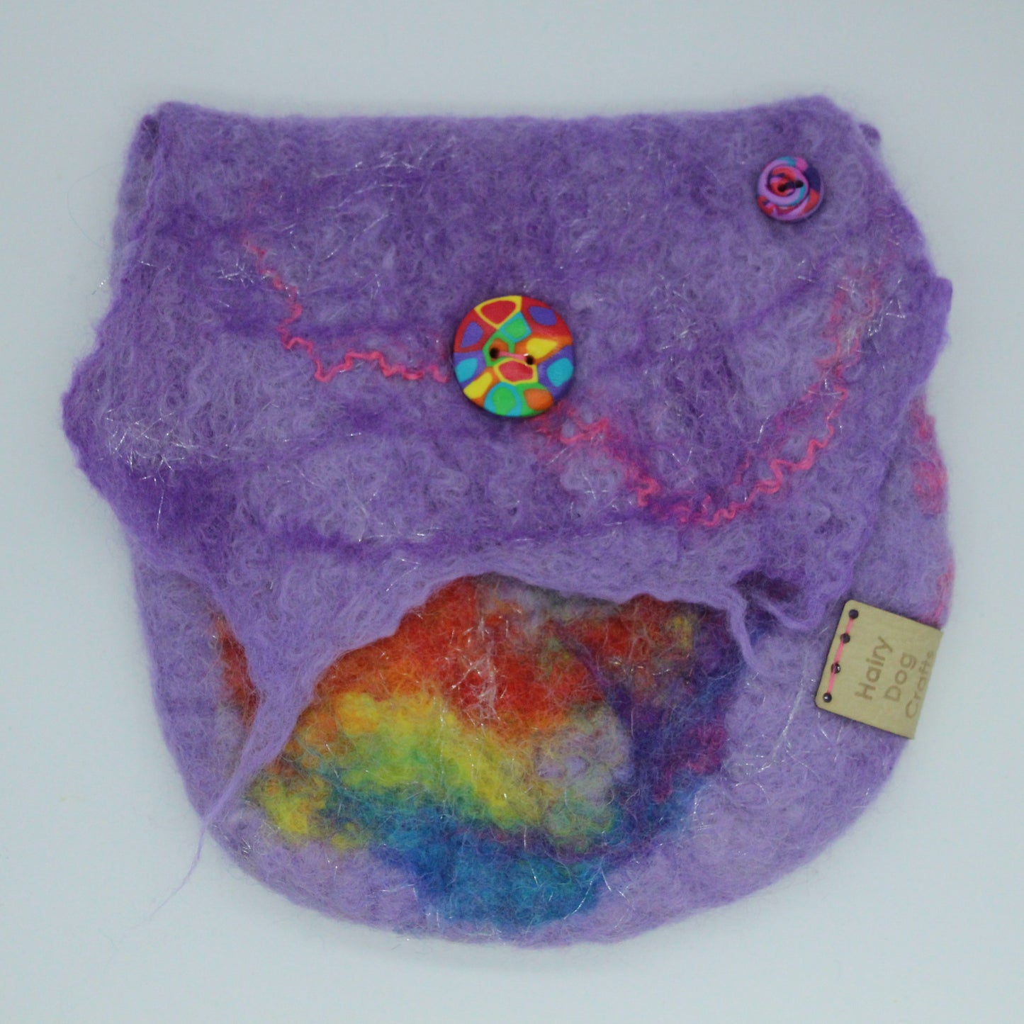 Purple Purse With Rainbow Button
