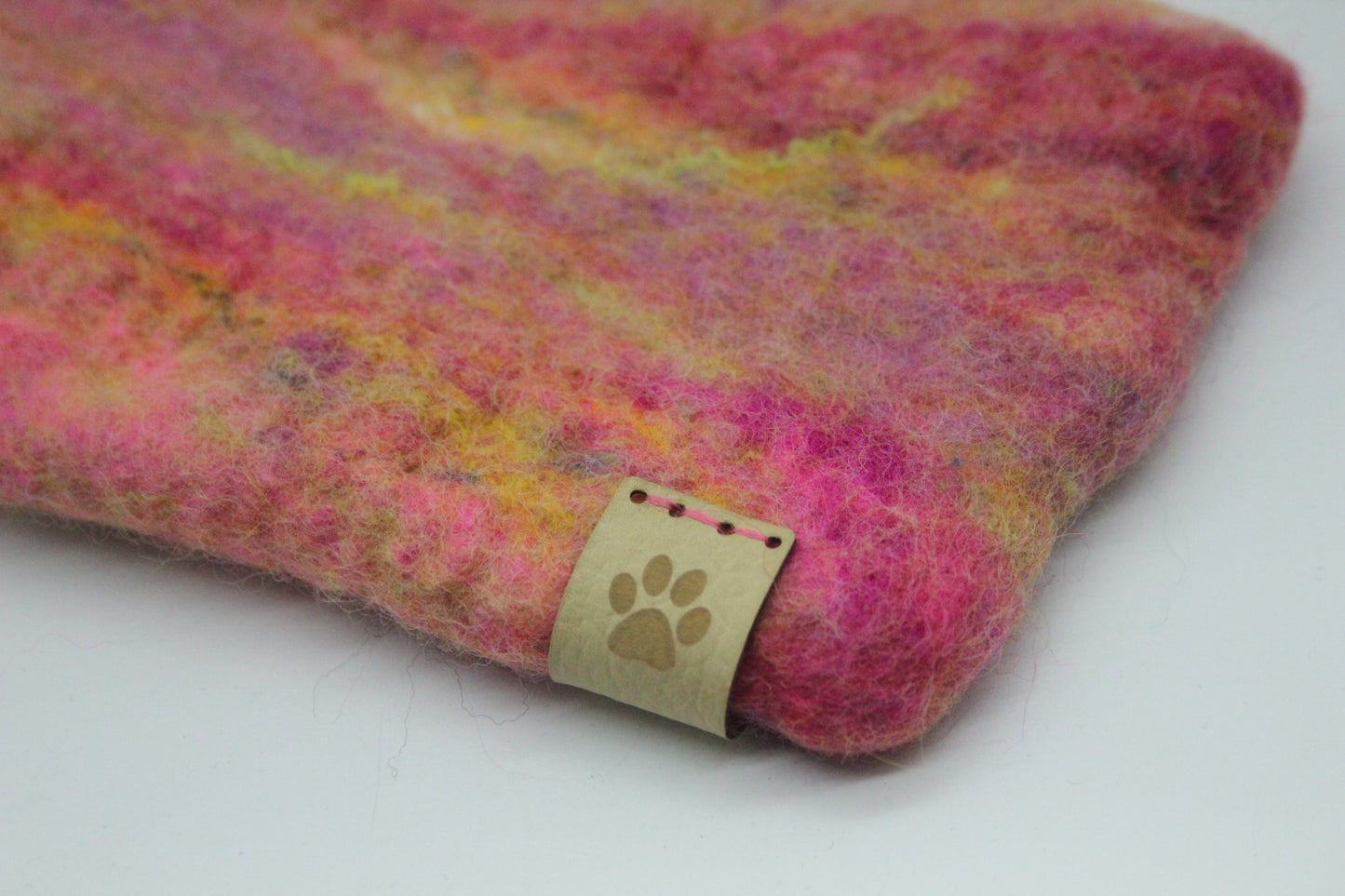 Pink and Yellow Wool Glasses Sleeve