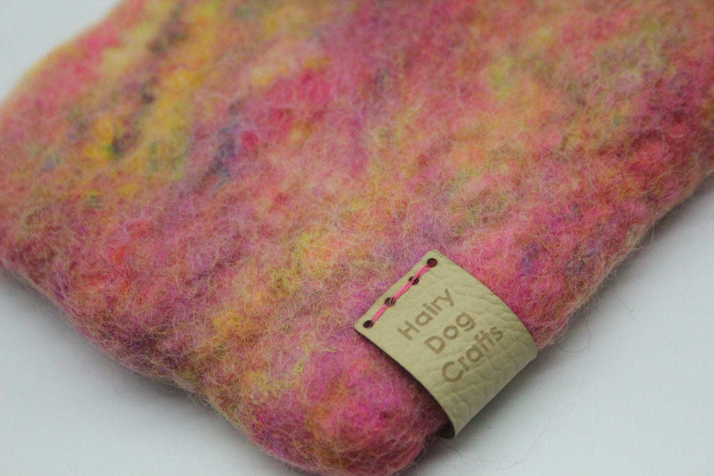 Pink and Yellow Wool Glasses Sleeve