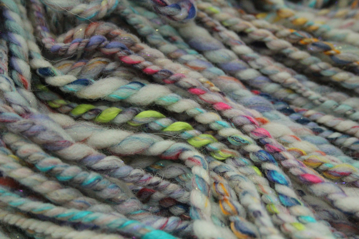 Handspun Yarn - White + Colour Mix - 56mtrs/62yards  156g/5.5oz - Yarn for crocheting. knitting, weaving...
