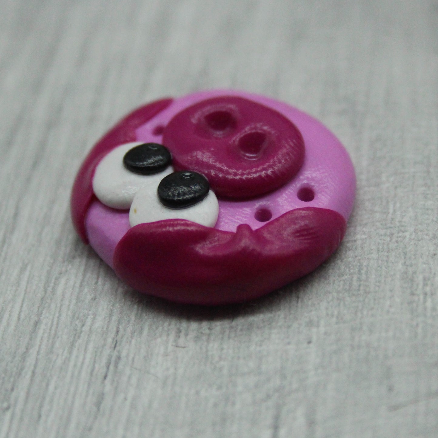 Pig face polymer clay button