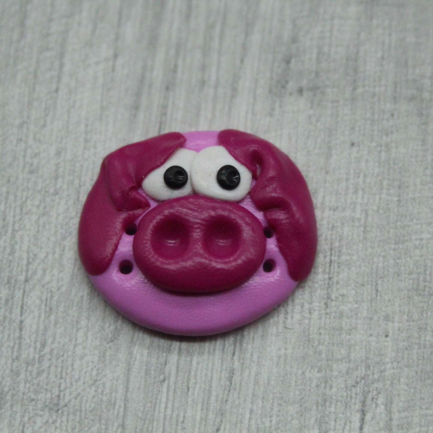 Pig polymer clay button
