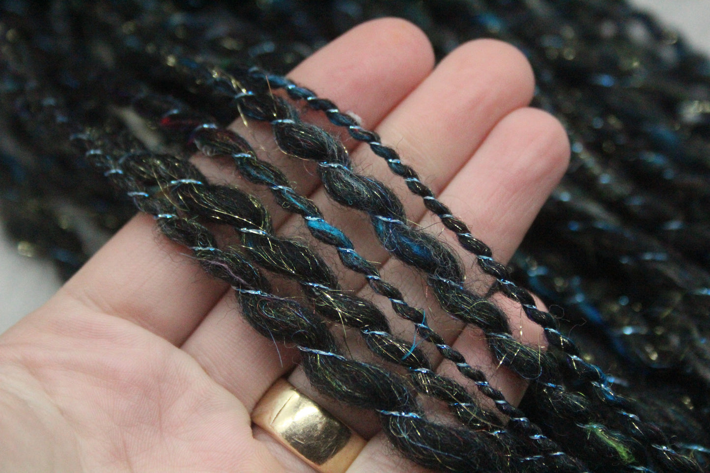 Handspun Yarn - Black and Blue - 29mtrs/32yards 40g/1.4oz - Yarn for crocheting. knitting, weaving...