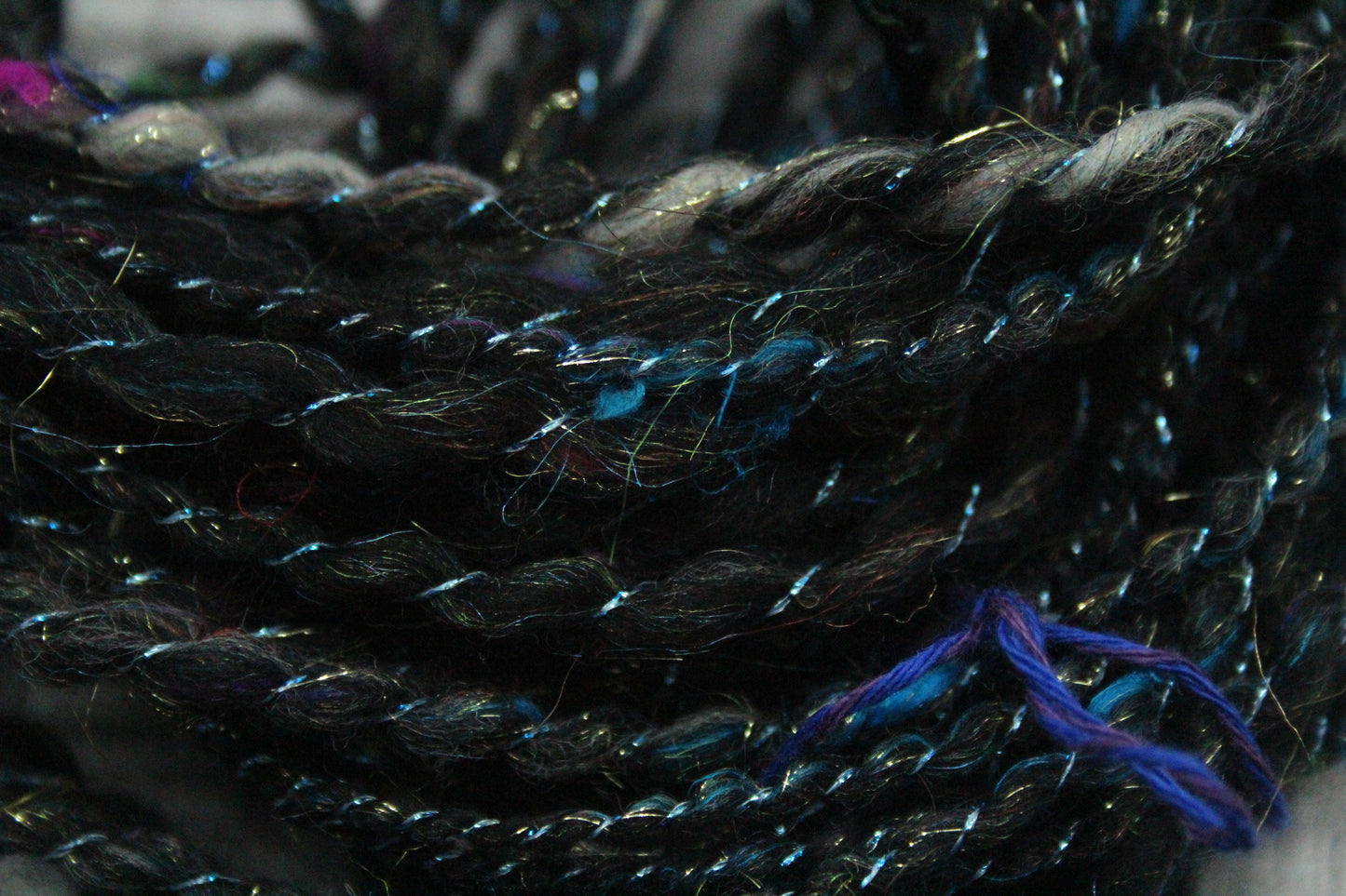 Handspun Yarn - Black and Blue - 29mtrs/32yards 40g/1.4oz - Yarn for crocheting. knitting, weaving...